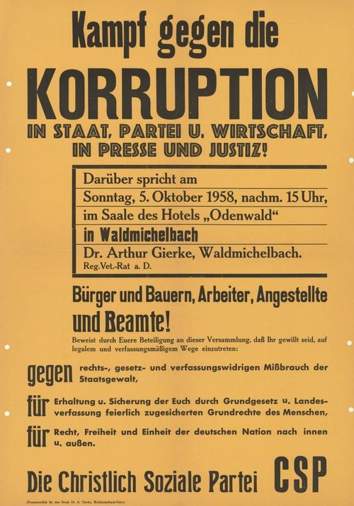 Konrad-Adenauer-Stiftung-1958, Kampf gegen die Korruption in Staat, Partei u. Wirtschaft, in Presse und Justiz!