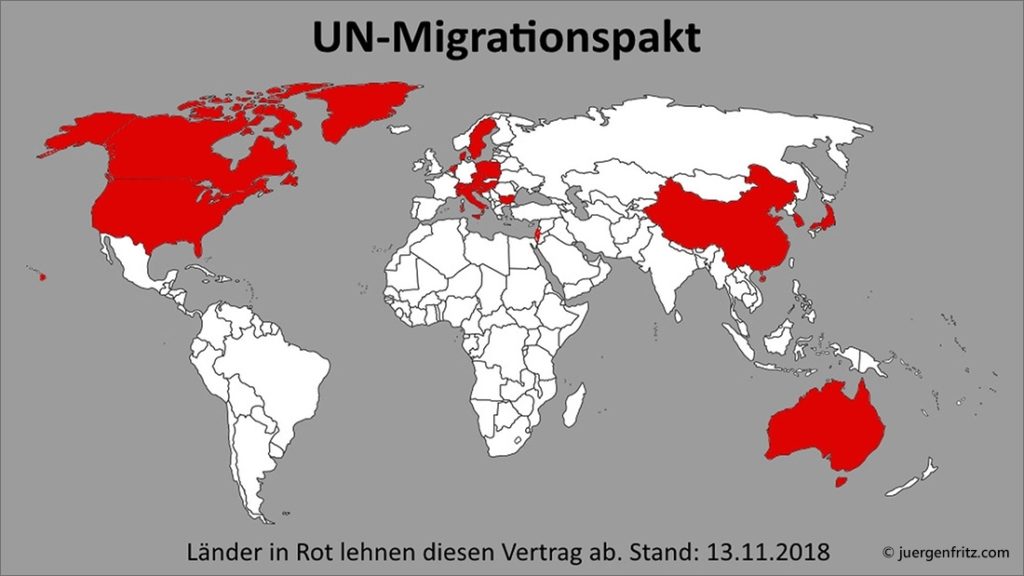 Weltkarte Migrationspakt Ablehnen